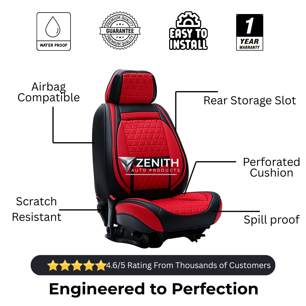 Zenith Auto Luxe Seat Covers™ Black & Red