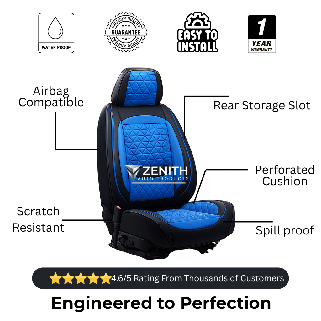 Zenith Auto Luxe Seat Covers™ Black & Blue