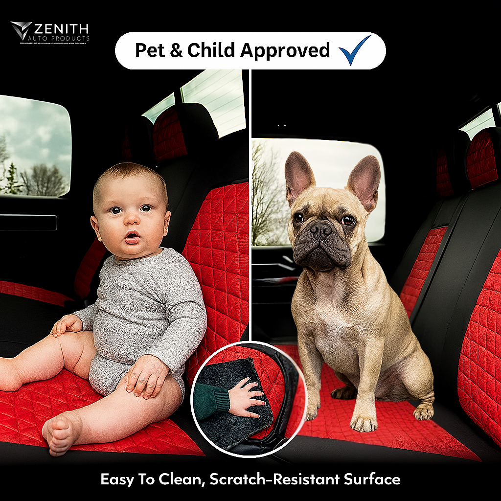 Zenith Auto Luxe Seat Covers™ Black & Red