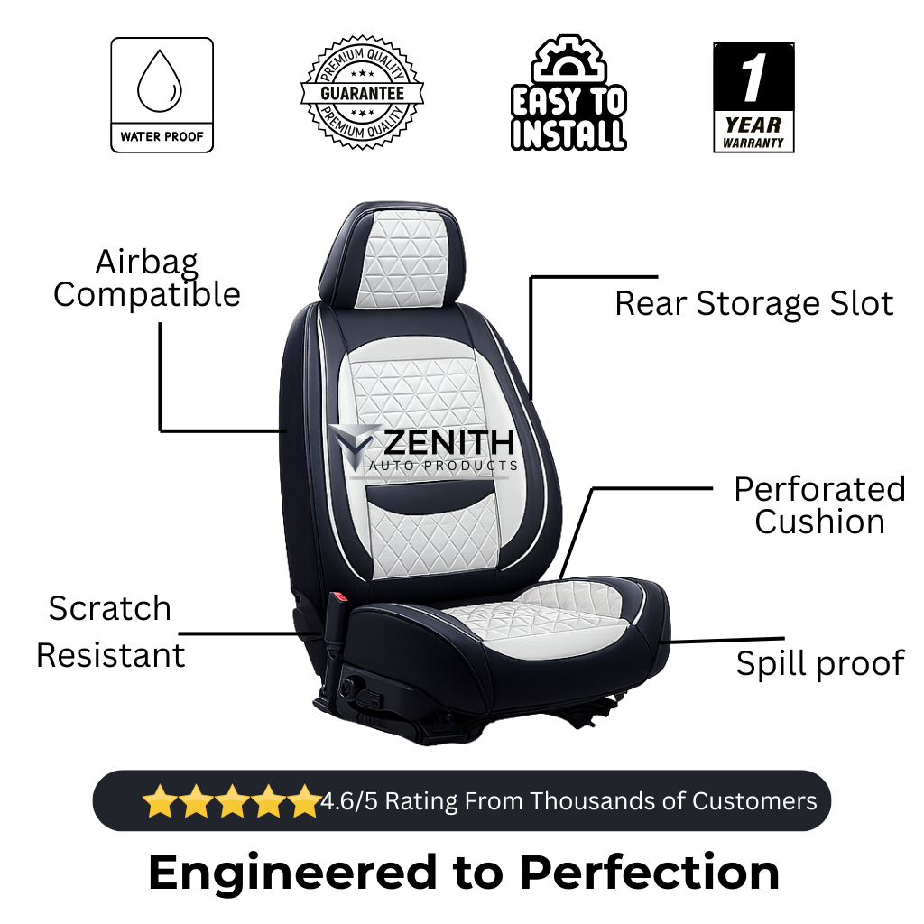 Zenith Auto Luxe Seat Covers™ Black & White